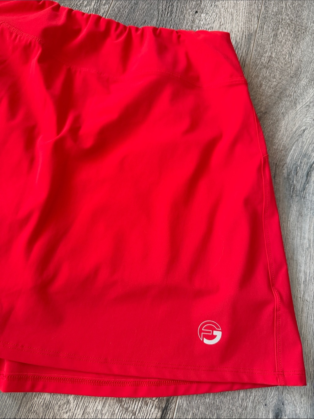 Women’s Red Skater Skirt with Subtle Logo - Picture 3 of 14